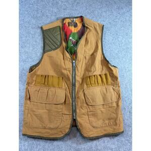VINTAGE 60s Stream & Field Hunting Vest Men Medium Brown Canvas Shooting Utility